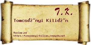 Tomcsányi Kilián névjegykártya